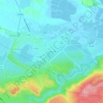 Mappa topografica Les Grazelles, altitudine, rilievo