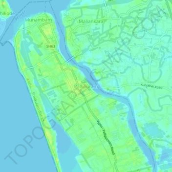Mappa topografica Pallipuram, altitudine, rilievo