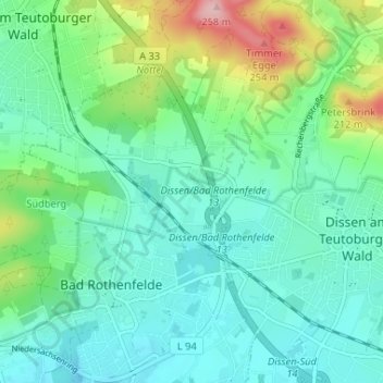Mappa topografica Erpen, altitudine, rilievo