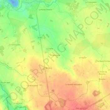 Mappa topografica La Barretière, altitudine, rilievo