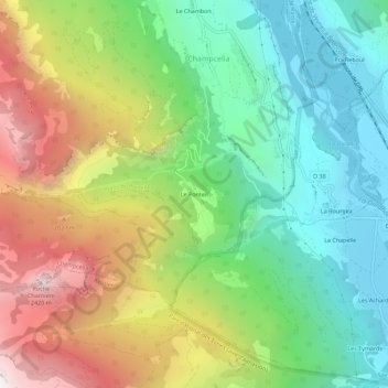 Mappa topografica Le Ponteil, altitudine, rilievo