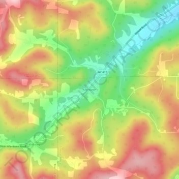 Mappa topografica Allentown, altitudine, rilievo
