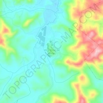 Mappa topografica Vera Cruz de Minas, altitudine, rilievo