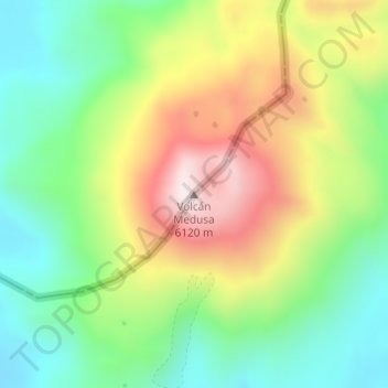 Mappa topografica Volcán Medusa, altitudine, rilievo