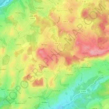 Mappa topografica Sechshöf, altitudine, rilievo