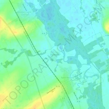 Mappa topografica Courlanges, altitudine, rilievo