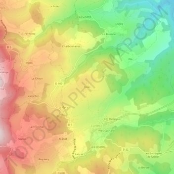 Mappa topografica Triols, altitudine, rilievo