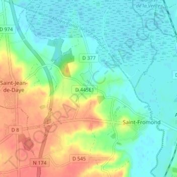 Mappa topografica La Briquerie, altitudine, rilievo