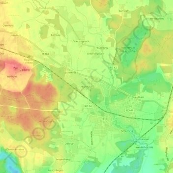 Mappa topografica Hochhaus, altitudine, rilievo