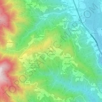 Mappa topografica Rivazzo, altitudine, rilievo