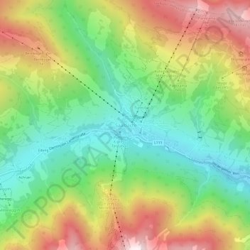 Mappa topografica Saalbach, altitudine, rilievo
