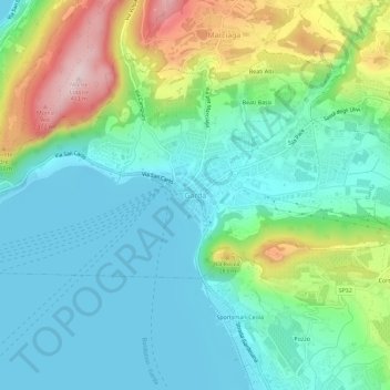 Mappa topografica Garda, altitudine, rilievo
