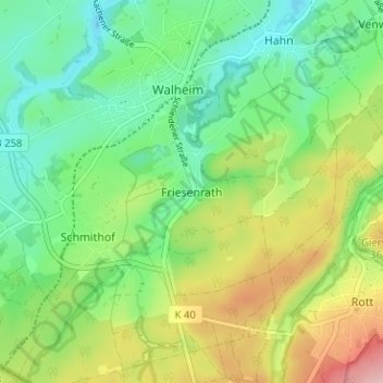 Mappa topografica Friesenrath, altitudine, rilievo