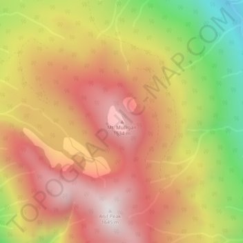 Mappa topografica Mt. Mulligan, altitudine, rilievo
