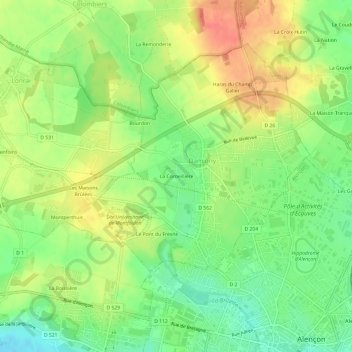 Mappa topografica La Corneillière, altitudine, rilievo