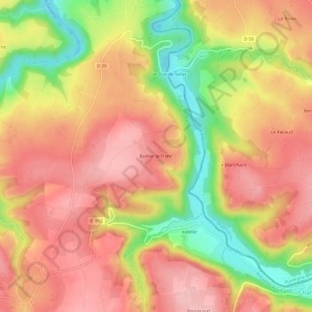 Mappa topografica Baillier le Franc, altitudine, rilievo