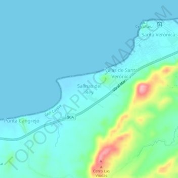 Mappa topografica Salinas del Rey, altitudine, rilievo