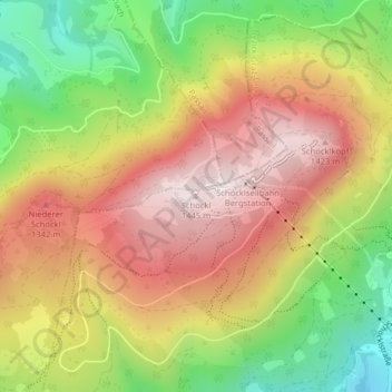 Mappa topografica Schöckl, altitudine, rilievo