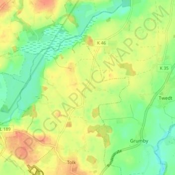 Mappa topografica Tolkschuby, altitudine, rilievo