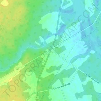 Mappa topografica Six Roads, altitudine, rilievo
