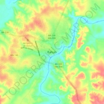 Mappa topografica Balsas, altitudine, rilievo