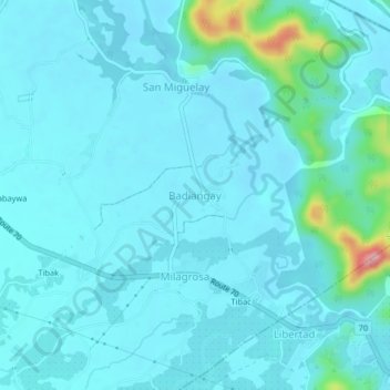 Mappa topografica Badiangay, altitudine, rilievo