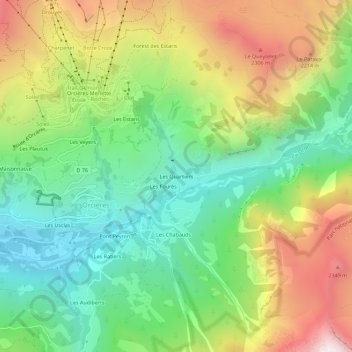 Mappa topografica Les Quartiers, altitudine, rilievo