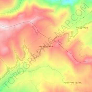 Mappa topografica Abra Comullca, altitudine, rilievo