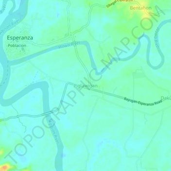 Mappa topografica Piglawigan, altitudine, rilievo
