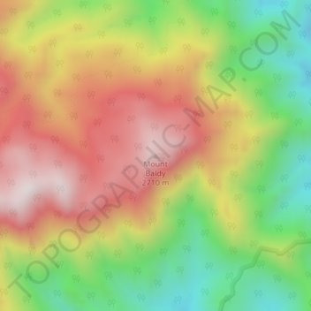Mappa topografica Mount Baldy, altitudine, rilievo
