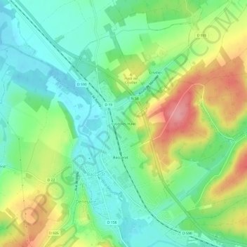Mappa topografica Casernes Haxo, altitudine, rilievo