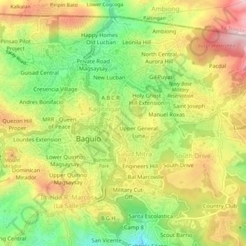 Mappa topografica Lower General Luna, altitudine, rilievo