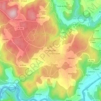 Mappa topografica Camporrapado, altitudine, rilievo