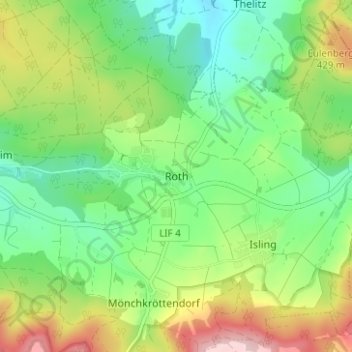 Mappa topografica Roth, altitudine, rilievo