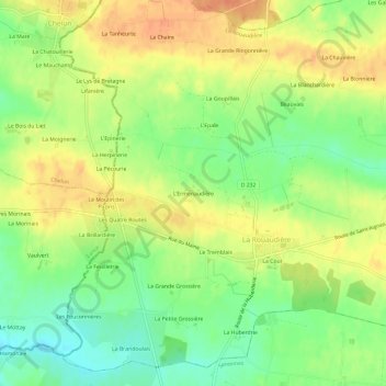 Mappa topografica L'Ermenaudière, altitudine, rilievo