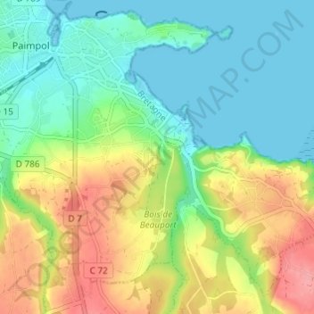 Mappa topografica Gravelodic, altitudine, rilievo
