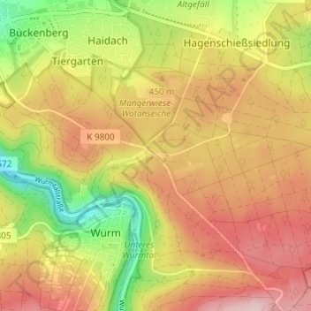 Mappa topografica Seehaus, altitudine, rilievo