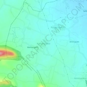 Mappa topografica Kallampattii, altitudine, rilievo