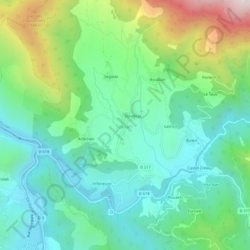 Mappa topografica Saint-Pierre, altitudine, rilievo
