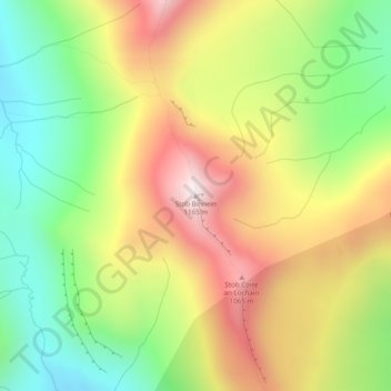 Mappa topografica Stob Binnein, altitudine, rilievo
