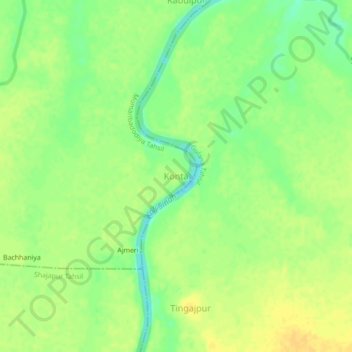 Mappa topografica Konta, altitudine, rilievo