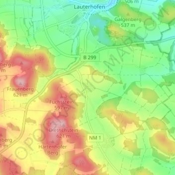 Mappa topografica Hillohe, altitudine, rilievo