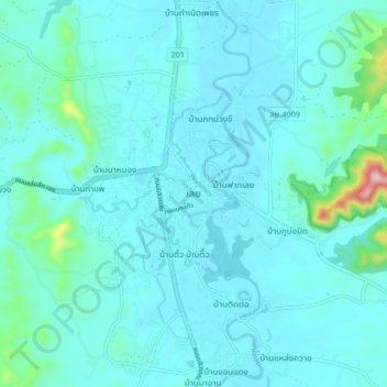 Mappa topografica Loei, altitudine, rilievo