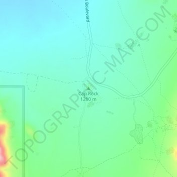 Mappa topografica Cap Rock, altitudine, rilievo