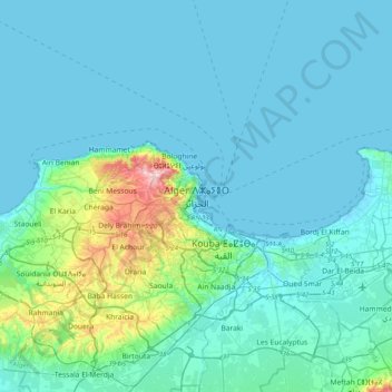 Mappa topografica Alger, altitudine, rilievo