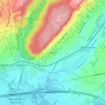 Mappa topografica Wyoming, altitudine, rilievo