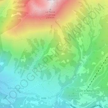 Mappa topografica Tremes, altitudine, rilievo