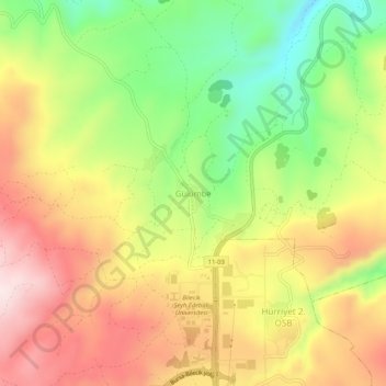 Mappa topografica Gülümbe, altitudine, rilievo