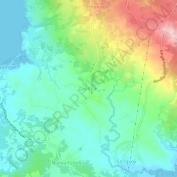 Mappa topografica Del Pilar, altitudine, rilievo