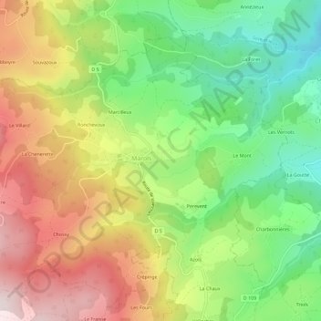 Mappa topografica L'Olme, altitudine, rilievo